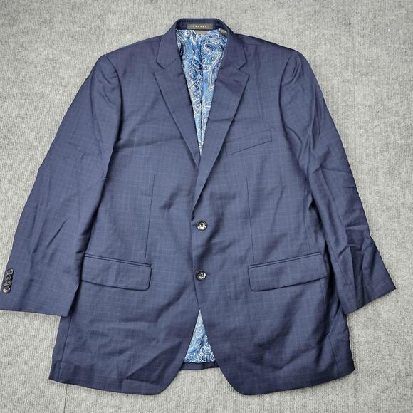 Indochino Blazer Mens 43 Blue Check Wool Cashmere Luxury Newbury Suit Career